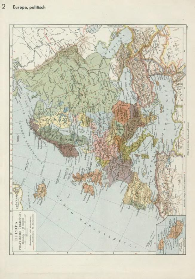 Alte Karte aus dem 19. Jahrhundert von Europa mit politischen Grenzen, auf Papier gedruckt mit Text oben und unten.