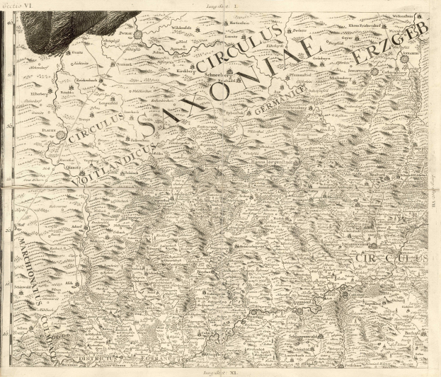 Alte detaillierte Karte von Sachsen, Deutschland, die geografische Merkmale wie Flüsse, Berge und Städte zeigt.