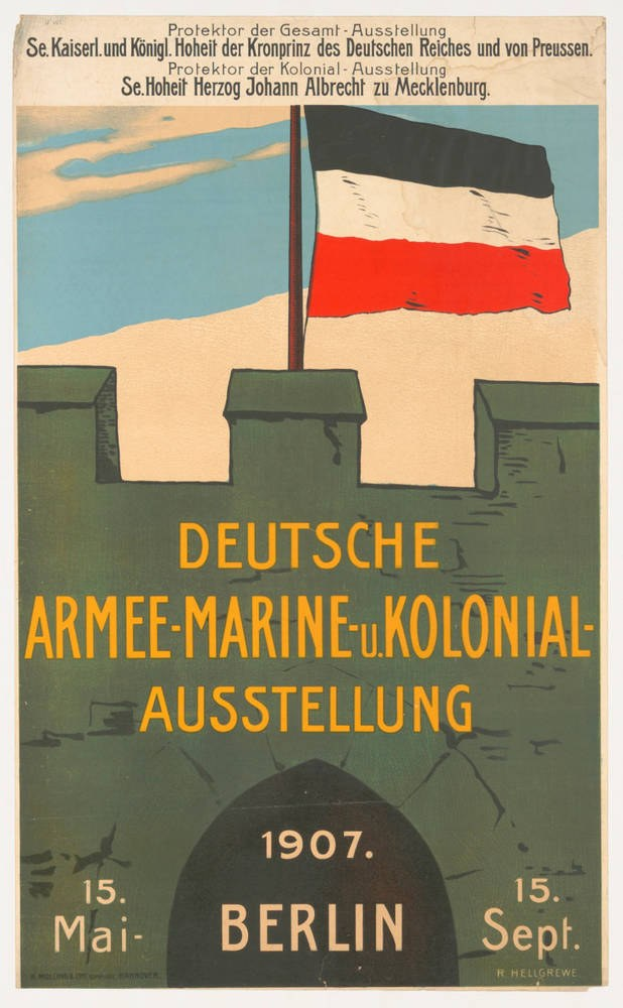 Deutsche Flagge über Text auf einem Plakat angezeigt.