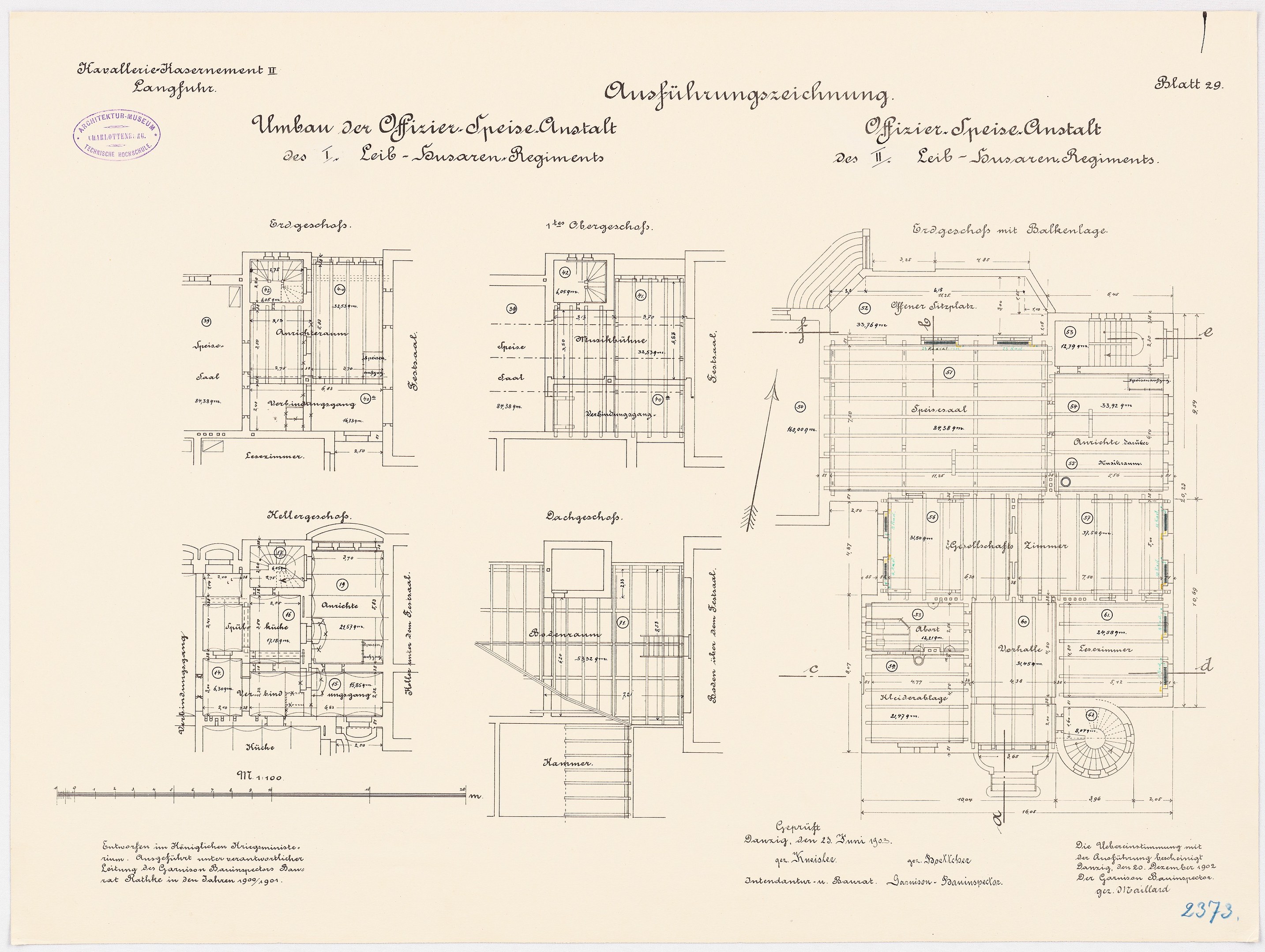Schwarz-weißer Architekturentwurf des ehemaligen Bundeskanzleramts mit detaillierter Planung und Anmerkungen.