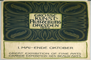 Plakat für die Große Kunstausstellung der Grand Exposition des Beaux-Arts in Dresden, Deutschland, 1904, mit auffälligem Text, der das Ereignis ankündigt.