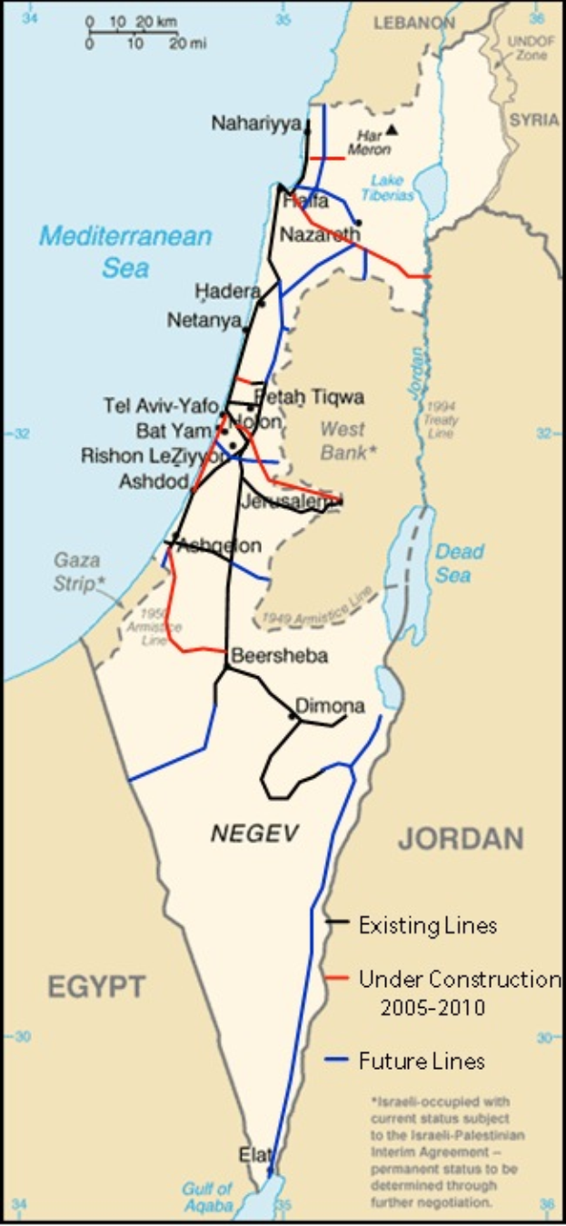 Eine detaillierte Karte von Israel und Pal├Ąstina, die St├Ądte, Fl├╝sse und andere geografische Merkmale zeigt, mit Text und Linien, die das Ausma├č des Konflikts zwischen den beiden L├Ąndern angeben.