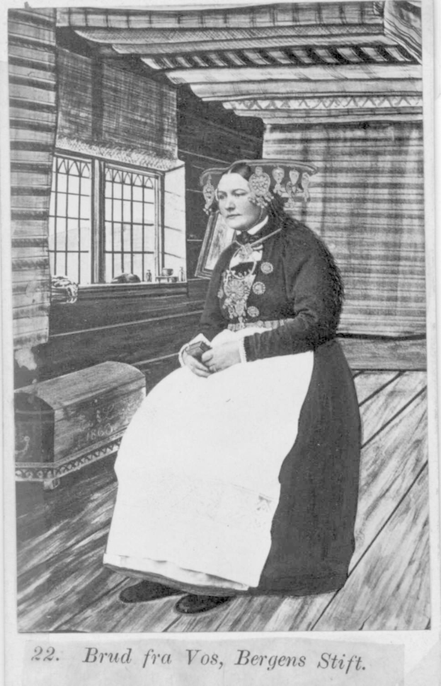 Ein altes Schwarz-Weiß-Foto einer Frau, die auf einem Holzboden sitzt und ein Objekt hält, mit einem Fenster im Hintergrund; unten steht der Text "Bergens Stift, die erste Frau, die in das schwedische Parlament gewählt wurde".