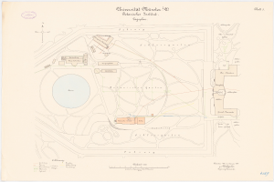 Eine detaillierte Karte von Berlin, Deutschland, mit der Universität Münster in der Mitte, die Gebäude, Straßen und andere Merkmale zeigt, zusammen mit Text, der Informationen über die Größe, den Standort und die Annehmlichkeiten der Universität bietet.